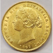 AUSTRALIA 1867 . ONE 1 SOVEREIGN . SYDNEY . GOLD